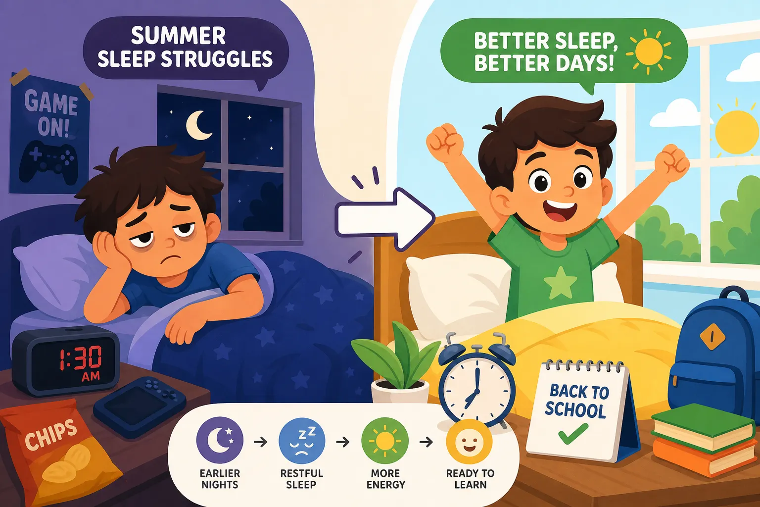 kids sleep schedule summer, how to reset child sleep schedule, summer sleep tips for kids, back to school sleep schedule, children's bedtime summer, Summer Sleep Schedule for Kids